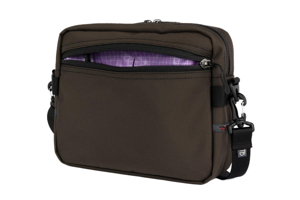 The Side Kick in Ursa (brown-grey) 630 Ballistic with an Wisteria (pale purple with white grid) 210 Cerylon interior.